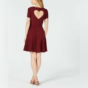 NWT MAISON JULES Dress Heart Cutout Fit Flare Wine 6 Sleeveless Zip Back